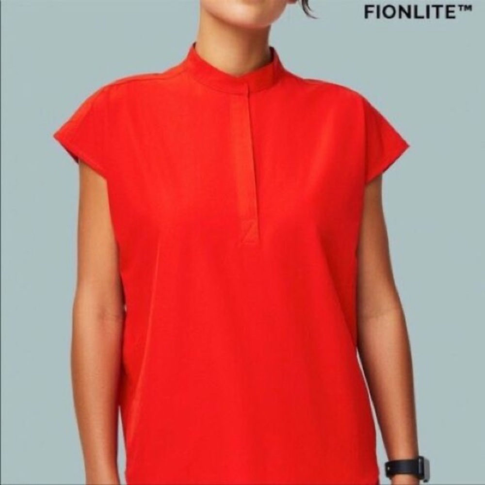 Figs Rafaela FIONLITE Scrub Top in Awesome Red
